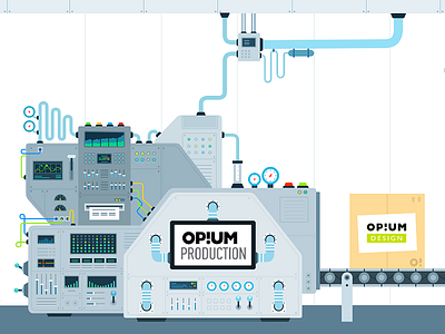 Opium Production illustration 2d conveyor flat illustration opium production vector