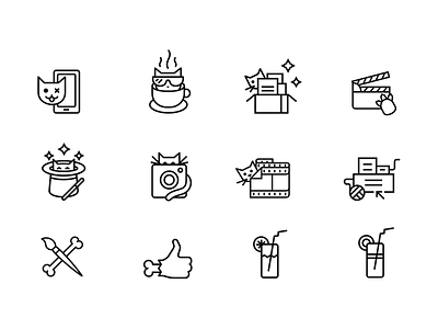 Line icons for site brush cats catzwolf icons illustrator juice like line stroke