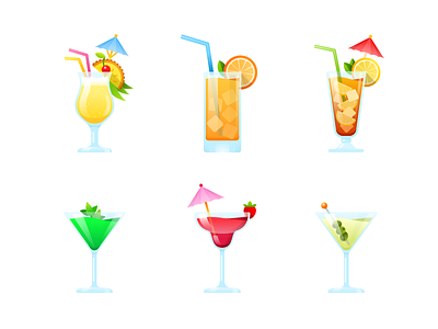 Cocktail party. Stickers for mountpic messenger. cocktail daiquiri fruit illustration long island martini messenger party pina colada screwdriver sticker vector