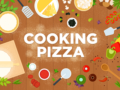 Cooking pizza ai flat food illustration illustrator pizza vector vegetables vegetarian