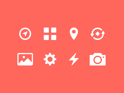 Smap Icons app camera compass iconography icons ios location menu settings ui ux
