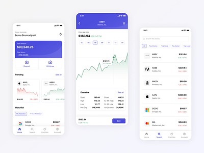 Stock Market Mobile App Design Concept app design finance market mobile app money stock ui ux