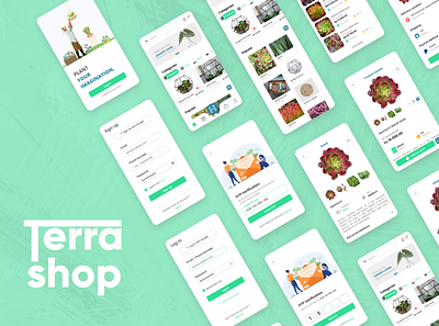 Terrashop - Online shop for Terrarium app design green mobile apps online shop plant terra terrarium terrashop ui ui design ui ux