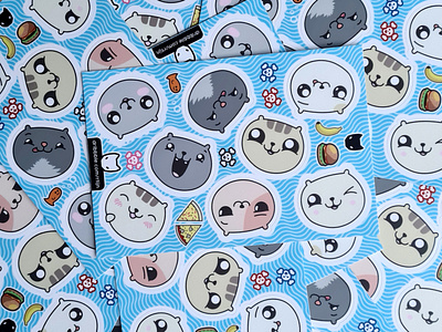 Stickers! adobe illustrator banana cartoon cat cats design emotions faces funny hamburger happy illustration sticker mule stickers vector wink