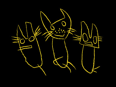 Cat gang chalk child drawing illustration preschooler art vector