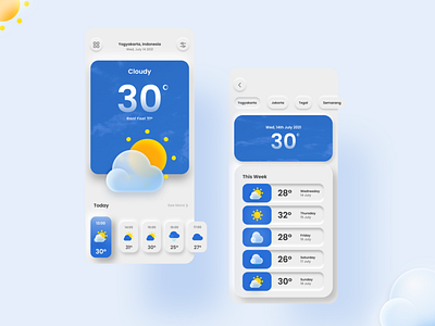 Weather App UI Design appdesign design figma mobileapp neumorphism ui uidesign uiux uxdesign