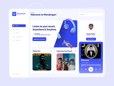 Mendengar (Music Services App) Web Design branding design fig figma interface logo ui uidesign uiux ux uxdesign webdesign