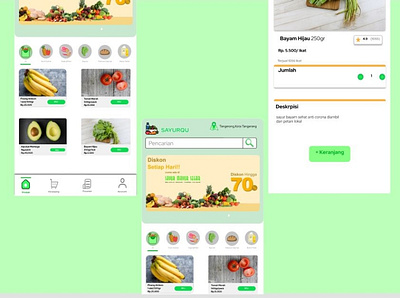 UI Design vegetables and fruits shop apps ui