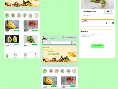 UI Design vegetables and fruits shop apps