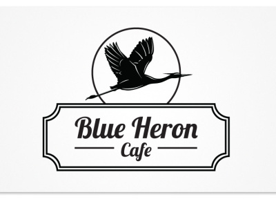 Blue heron cafe sign branding illustration logo vector vector art