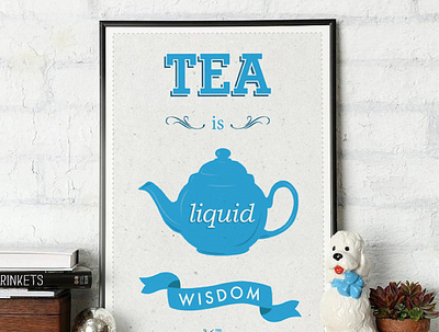 Tea Is Liquid Wisdom graphic graphic design illustraion poster print tea teapot typogaphy