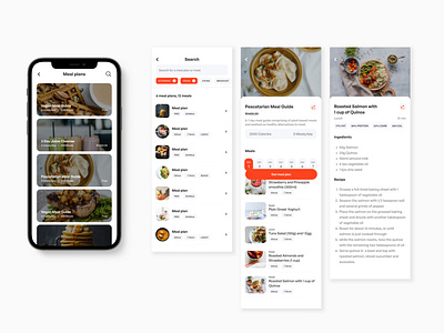 Fitness app _ MEAL PLAN screens