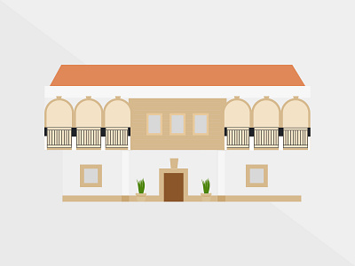 House flat home house icon illustration mediterranean sketch vector