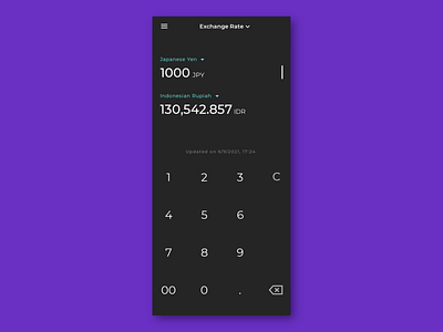 Calculator (Exchange Rate) - Daily UI #004 calculator dailyui dailyui004 dark mode design exchange rate minimal mobile app ui