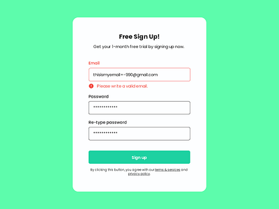 Flash Message in Sign Up Form - Daily UI #011 dailyui dailyui011 design flash message sign up form ui