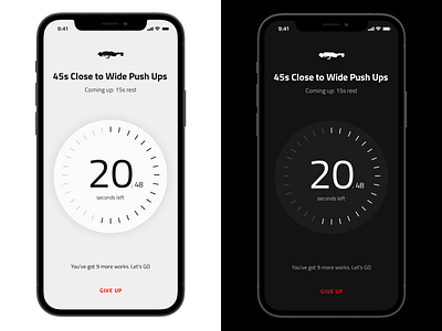 Workout App's Countdown Timer - Daily UI #014 countdown timer dailyui dailyui014 dark mode design mobile app ui workout app