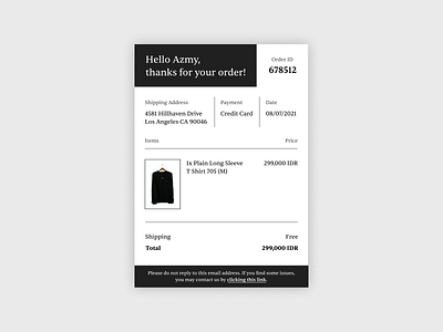 Email Receipt - Daily UI #017 black and white dailyui design email receipt fashion minimal ui