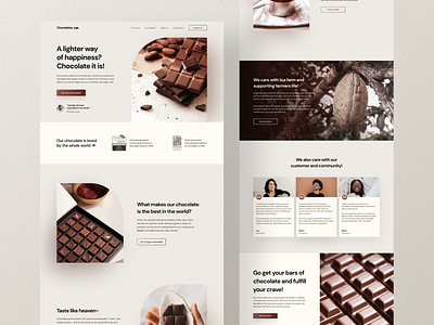 Chocolate product landing page