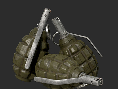 Grenade F-1 3d fragments hand hand to hand combat