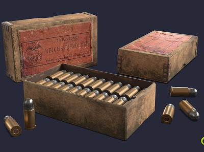 Revolver cartridges 3d 3d art design game game art graphic design military revolver weapon