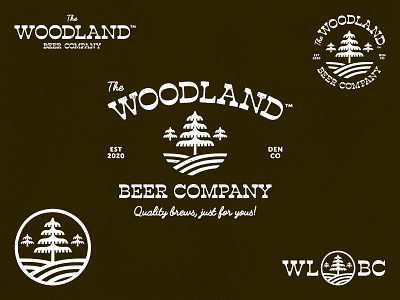 The Woodland Beer Company - Logo Variations beer branding colorado denver icon iconography logo trees typography vector