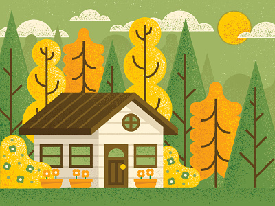 Little Cabin cabin design house illustration texture trees vector
