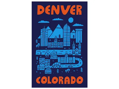 Denver city denver illustrated type illustration