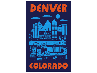 Denver city denver illustrated type illustration