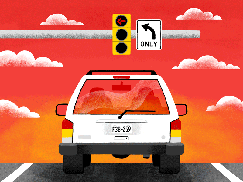 Wrong Way rotoscoping car animation illustration