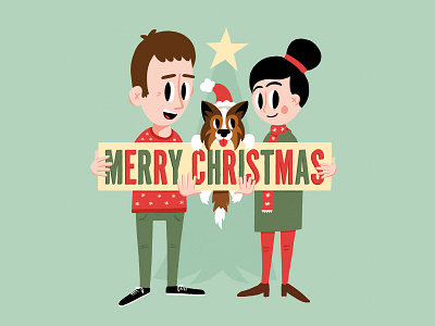 2019 Christmas Card card christmas christmas card design dog holiday illustration