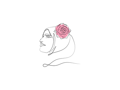 Women Hijab Face, Line art Portrait Design