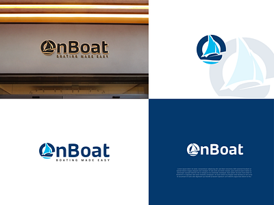 OnBoat Logo behance project blue boat logo branding creative dribble shot graphic design illustration letter o logo logo design logos o o letter boat onboat typo ui vector