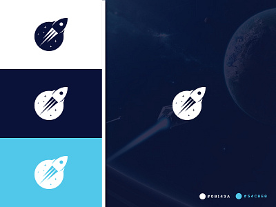 Rocket with moon simple logo