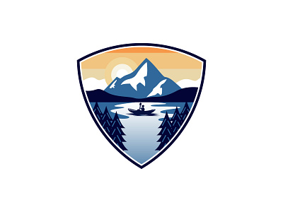 Lake Life Logo boatday branding clean emblem graphic design holiday icon illustration lakelife logo mountain riverlife riverway vector