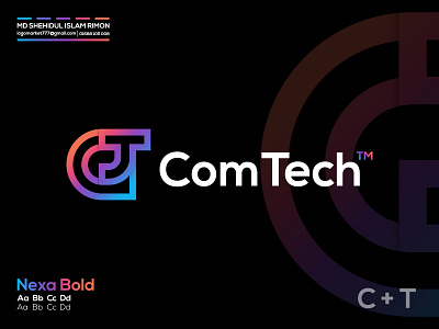 ComTech Modern logomark identity C+T. branding clean comtech ct ctlogo design graphic design icon illustrator logo technology unique unusedlogo vector