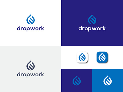 dropwork logo branding clean design drop fresh graphic design icon illustrator logo minimal vector work