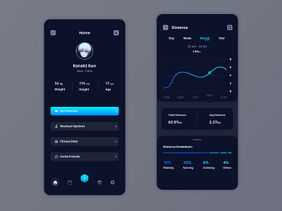 Fitness App dark mode fitness fitness app ui ux