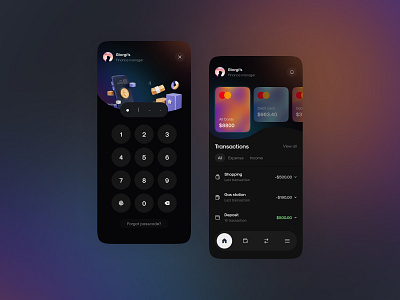 Finetech app design (Dark mode)