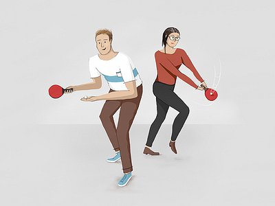 Together Like Ping & Pong character ipad ping pong procreate table tennis