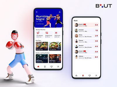 Bout - Become a boxer app boxing branding logo sports ui ux wireframe