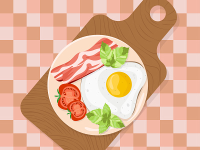Fried eggs with bacon and tomatoes for breakfast. design egg graphicdesign illustration tasty