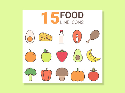 Line food icons adobeillustrator food fruits graphic design graphicdesign icons lineicons ui vector vegetabels