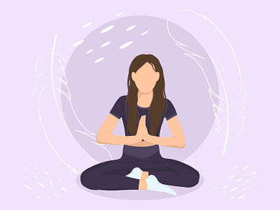 Faceless style meditating girl adobeillustrator faceless girl graphic design graphicdesign health illustration meditation relax yoga