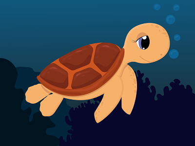 Turtle underwater adobeillustrator animal design graphicdesign illustration ocean sea turtle undewater water