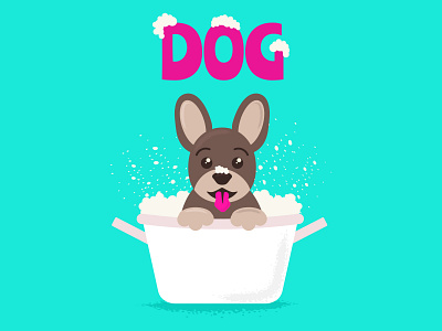 Cute dog sits in a bathtub with foam and bathes adobeillustrator cute design dog graphic design graphicdesign grooming illustration