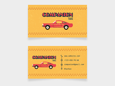 Retro business card design for taxi service adobeillustrator branding business card car design graphic design logo retro retro car taxi vector