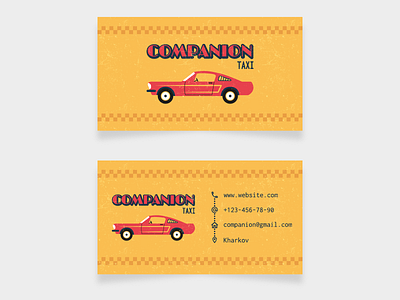 Retro business card design for taxi service