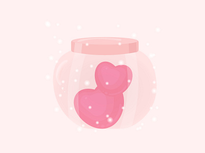 glass jar with hearts graphic design