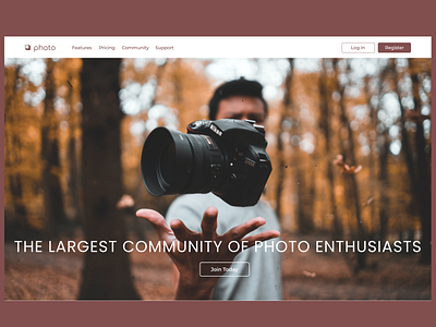 Photography Page branding dailyui dailyuichallenge design graphic design illustration logo signup page task ui uiuxdesign