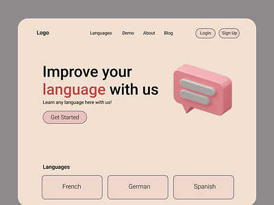 Webpage for language learning branding dailyui dailyuichallenge design illustration logo signup page task ui uiuxdesign
